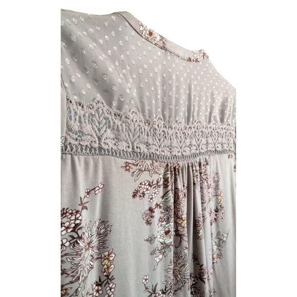 Cloth & Bloom Top Size 2X Floral Print Lace Detail Sleeveless Mauve Boho Blouse - Picture 8 of 11